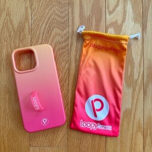 NWOT Loopy iPhone 15 Pro Max (6.7" Screen) Phone Case in Pink Lemonade Ombre